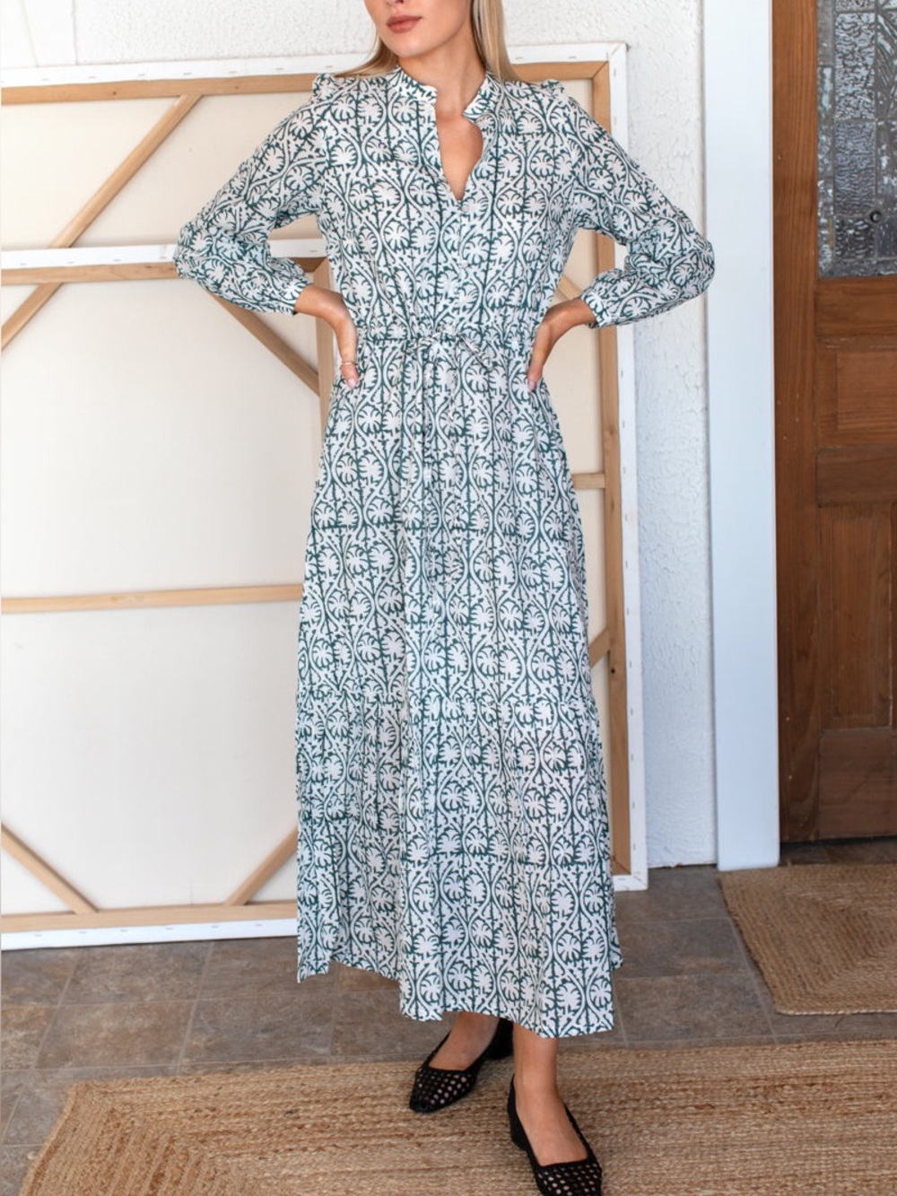 Emerson Fry India Collection Frances Dress Etoile Vine Forest Organic